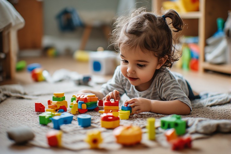 A young child actively learning through play